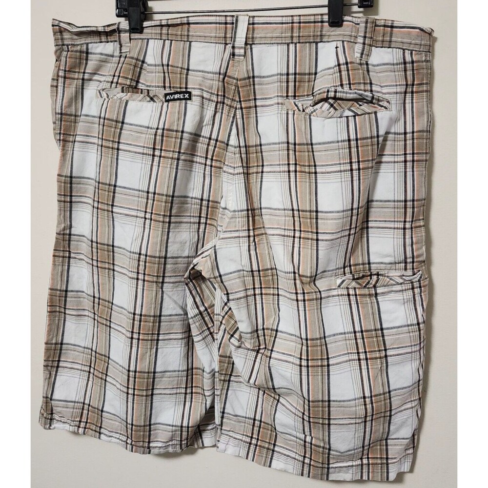 Avirex Plaid Brown Chino Mid Rise Men's Shorts Size 40